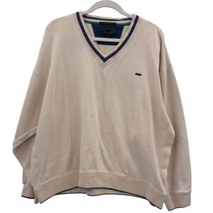 Alexander Julian Vintage Heritage Prep Sweatshirt XL Cream V Neck Light Academia